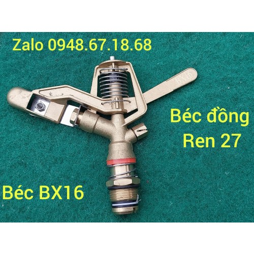 Béc BX16 - Béc bướm tưới phun mưa bằng đồng xoay tròn 360 độ bán kính 16 mét