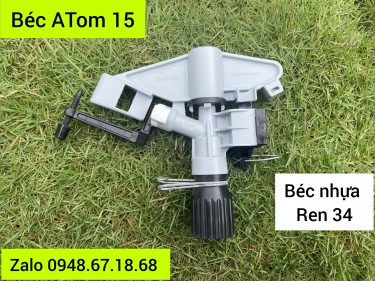 Béc ATOM15 - béc nhựa tưới phun mưa gắn ống ren 34 có chỉnh góc, bán kính 15 mét 1 bên