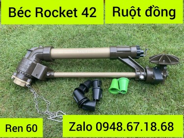 Béc ROCKET 42 - béc tưới bánh răng có bán kính phun 42 mét chuyên tưới cà phê, hồ tiêu, dâu, chè